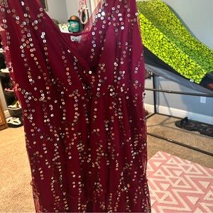 Elegant Burgundy Sequin Dress